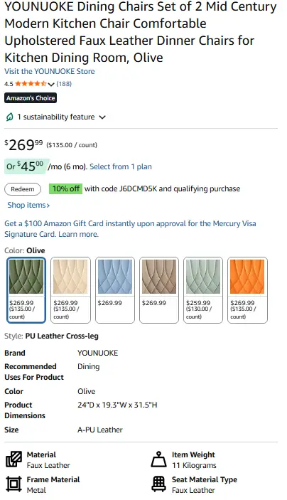 Castlery dining chair High Quality Mid Century Modern